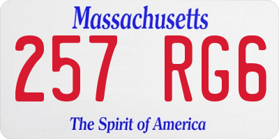 MA license plate 257RG6