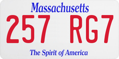 MA license plate 257RG7