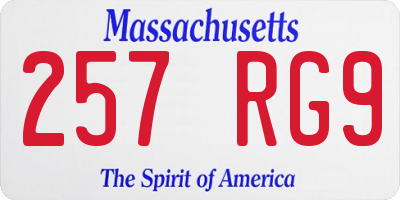 MA license plate 257RG9