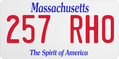 MA license plate 257RH0