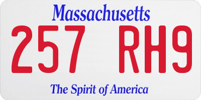 MA license plate 257RH9