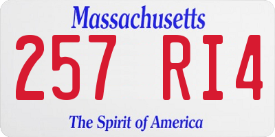 MA license plate 257RI4