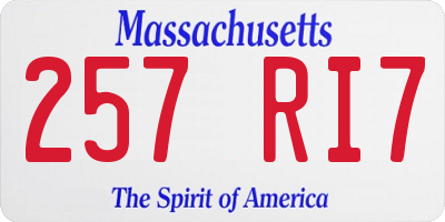 MA license plate 257RI7