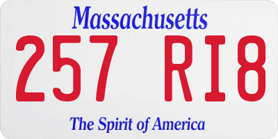 MA license plate 257RI8
