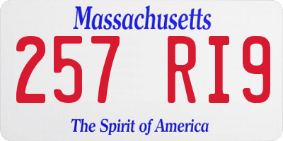 MA license plate 257RI9
