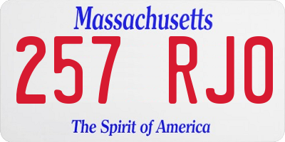MA license plate 257RJ0
