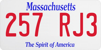 MA license plate 257RJ3
