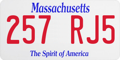 MA license plate 257RJ5
