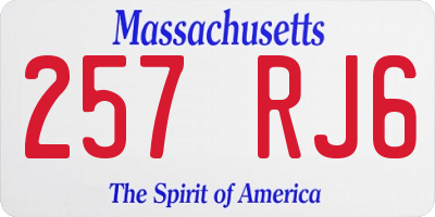 MA license plate 257RJ6