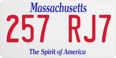 MA license plate 257RJ7
