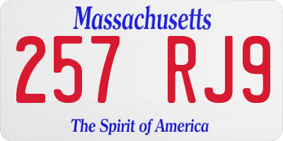 MA license plate 257RJ9