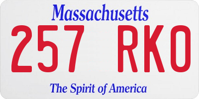 MA license plate 257RK0
