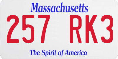 MA license plate 257RK3