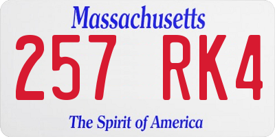 MA license plate 257RK4