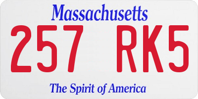 MA license plate 257RK5