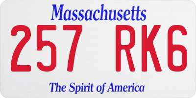 MA license plate 257RK6