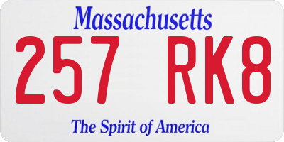 MA license plate 257RK8