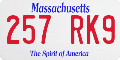 MA license plate 257RK9