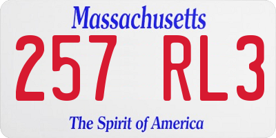 MA license plate 257RL3