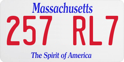 MA license plate 257RL7