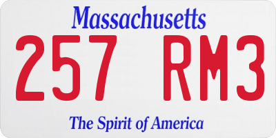 MA license plate 257RM3