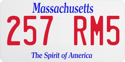 MA license plate 257RM5