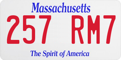 MA license plate 257RM7