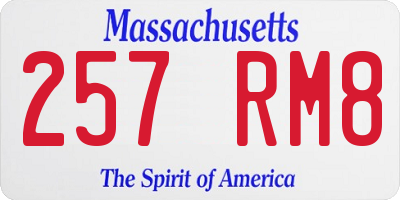 MA license plate 257RM8