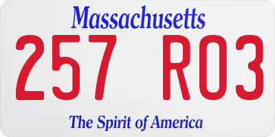 MA license plate 257RO3