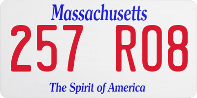 MA license plate 257RO8