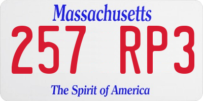 MA license plate 257RP3