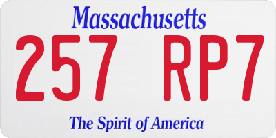 MA license plate 257RP7