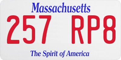MA license plate 257RP8