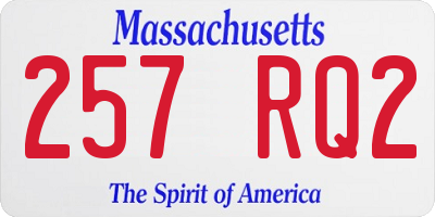 MA license plate 257RQ2