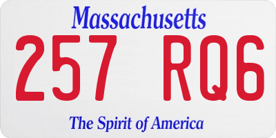 MA license plate 257RQ6