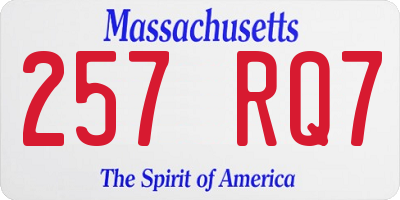 MA license plate 257RQ7