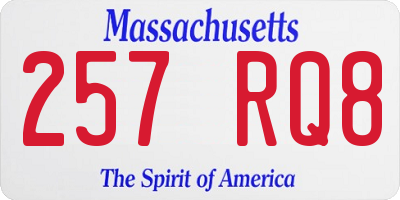 MA license plate 257RQ8