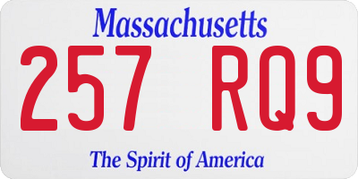 MA license plate 257RQ9