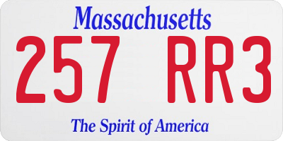 MA license plate 257RR3