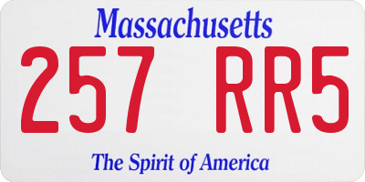 MA license plate 257RR5