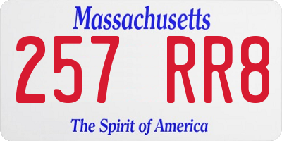 MA license plate 257RR8