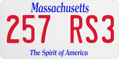 MA license plate 257RS3