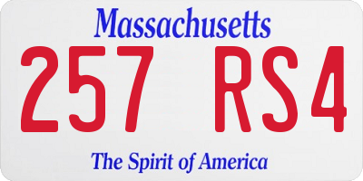 MA license plate 257RS4