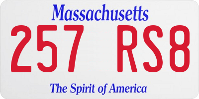 MA license plate 257RS8