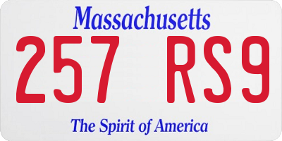 MA license plate 257RS9