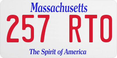 MA license plate 257RT0