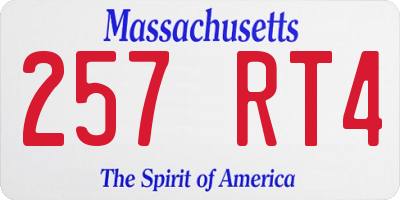 MA license plate 257RT4