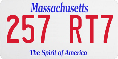 MA license plate 257RT7