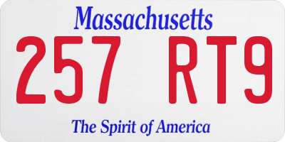 MA license plate 257RT9
