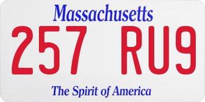 MA license plate 257RU9